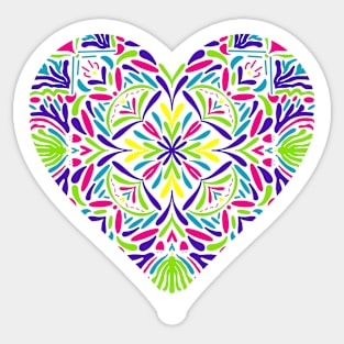 Coral Mandala Heart Sticker